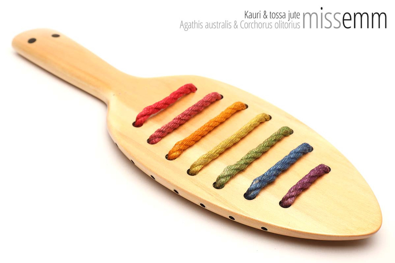 Unique handcrafted spanking toys | Wooden paddle | By kink artisan Miss Emm | Made from kauri with brass details.