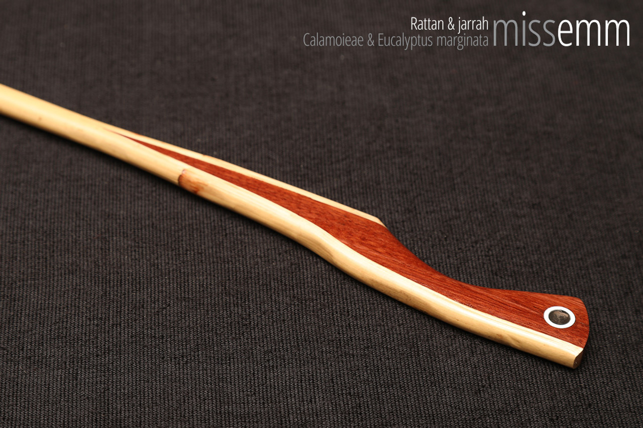 Handmade bdsm toys | Rattan cane | By kink artisan Miss Emm | The cane shaft is rattan cane and the handle has been handcrafted from jarrah with aluminium details.