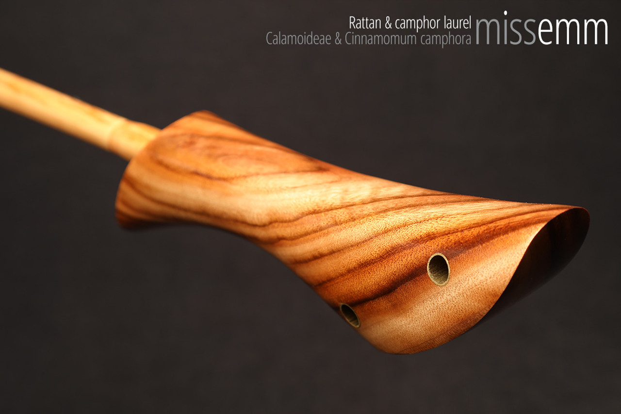 Handmade bdsm toys | Rattan cane | By kink artisan Miss Emm | The cane shaft is rattan cane and the handle has been handcrafted from camphor laurel with brass details.