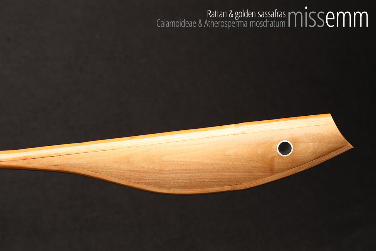 Handmade spanking toys | Rattan cane | By kink artisan Miss Emm | The cane shaft is rattan cane and the handle has been handcrafted from sassafras with aluminium details.