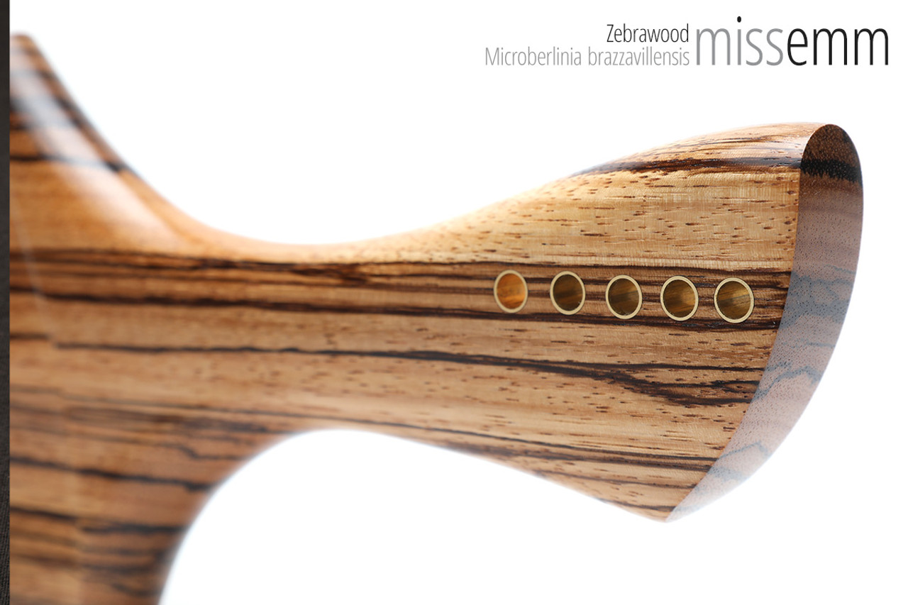 Unique handcrafted spanking toys | Wooden paddle | By kink artisan Miss Emm | Made from zebrawood with brass details.