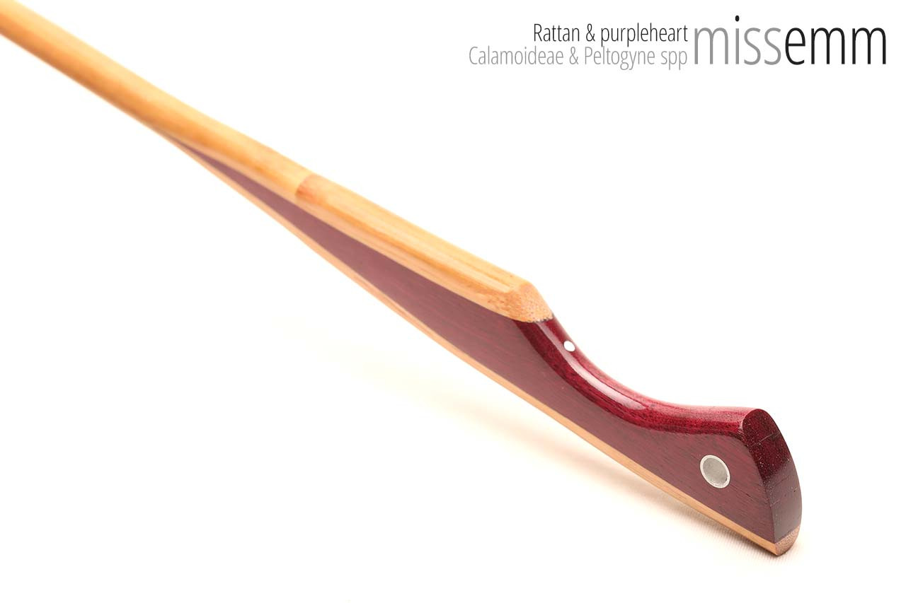 Handmade bdsm toys | Rattan cane | By kink artisan Miss Emm | The cane shaft is rattan cane and the handle has been handcrafted from purpleheart with aluminium details.