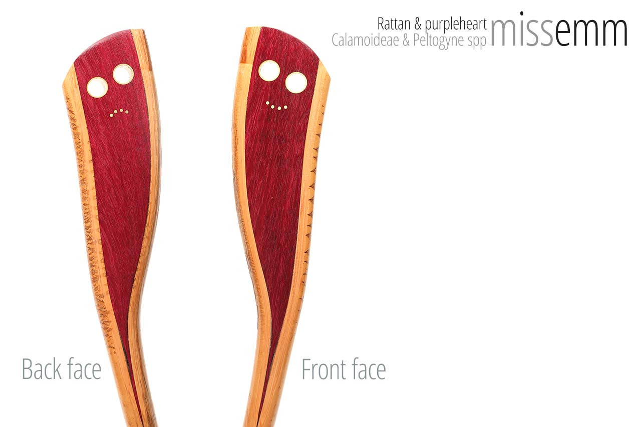 Handmade bdsm toys | Rattan cane | By kink artisan Miss Emm | The cane shaft is rattan cane and the handle has been handcrafted from purpleheart with brass details.