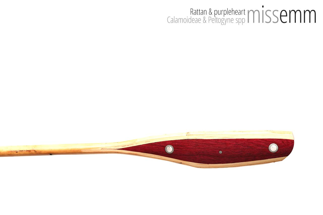 Handmade bdsm toys | Rattan cane | By kink artisan Miss Emm | The cane shaft is rattan cane and the handle has been handcrafted from purpleheart with aluminium details.