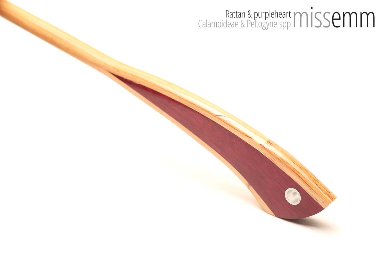 Handmade bdsm toys | Rattan cane | By kink artisan Miss Emm | The cane shaft is rattan cane and the handle has been handcrafted from purpleheart with aluminium details.