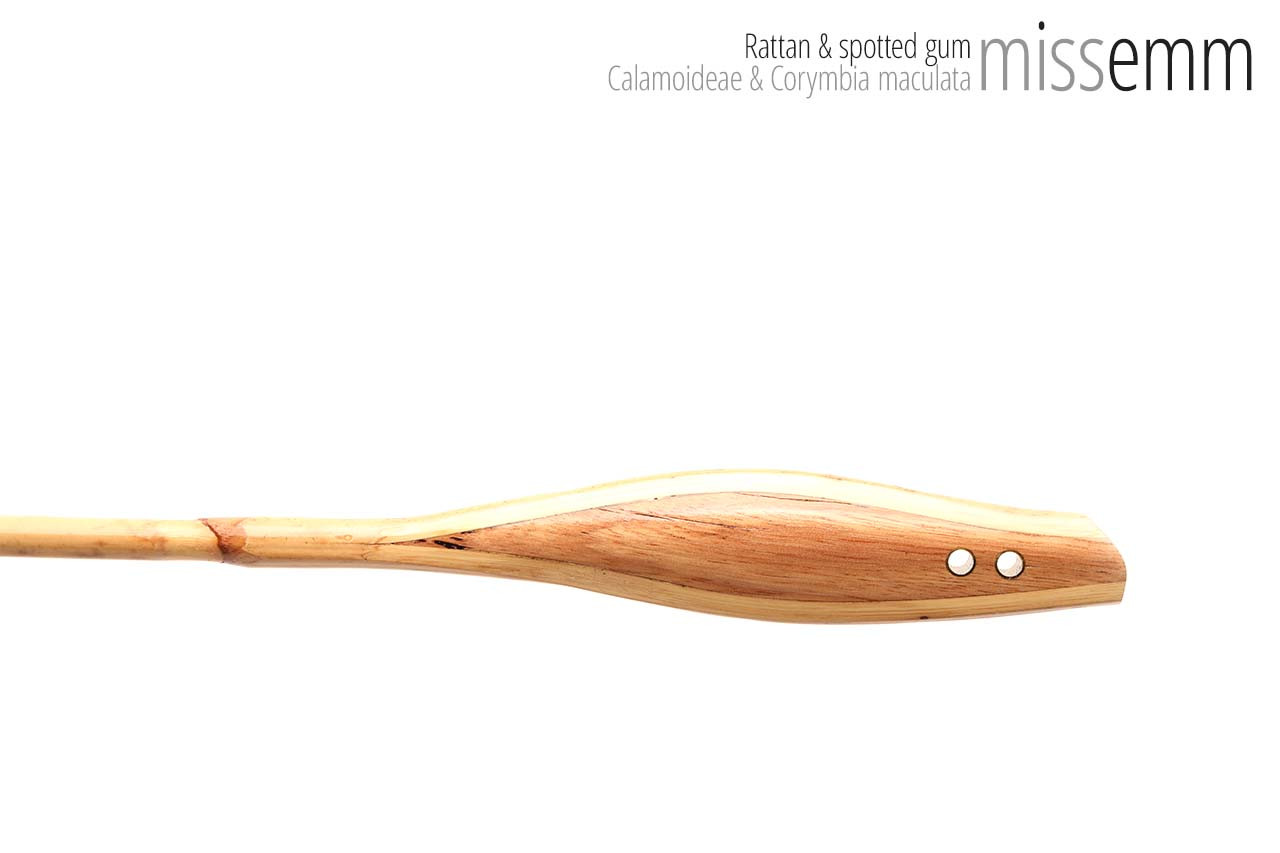 Handmade bdsm toys | Rattan cane | By kink artisan Miss Emm | The cane shaft is rattan cane and the handle has been handcrafted from spotted gum with brass details.