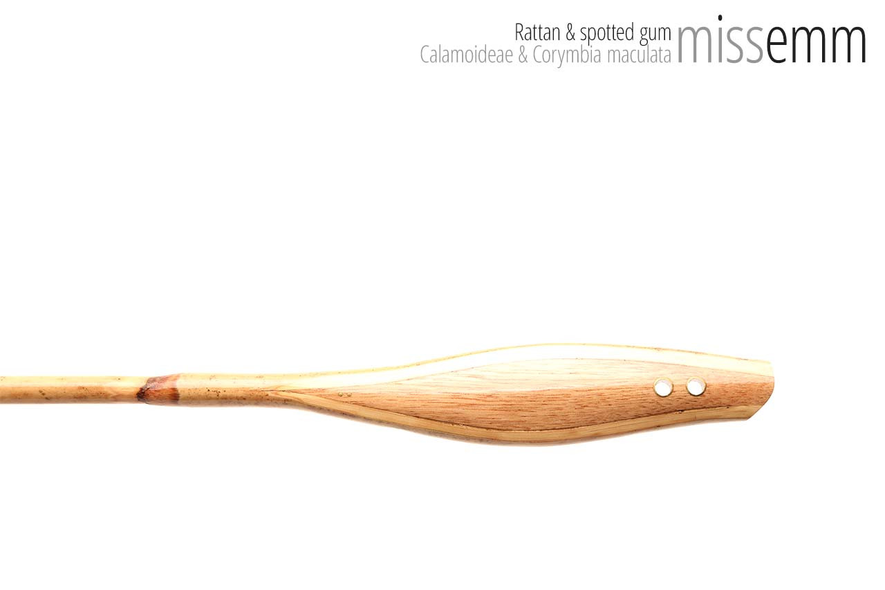 Handmade bdsm toys | Rattan cane | By kink artisan Miss Emm | The cane shaft is rattan cane and the handle has been handcrafted from spotted gum with brass details.