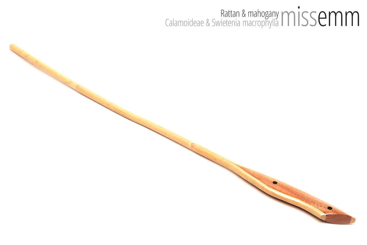 Handmade bdsm toys | Rattan cane | By kink artisan Miss Emm | The cane shaft is rattan cane and the handle has been handcrafted from mahogany with brass details.
