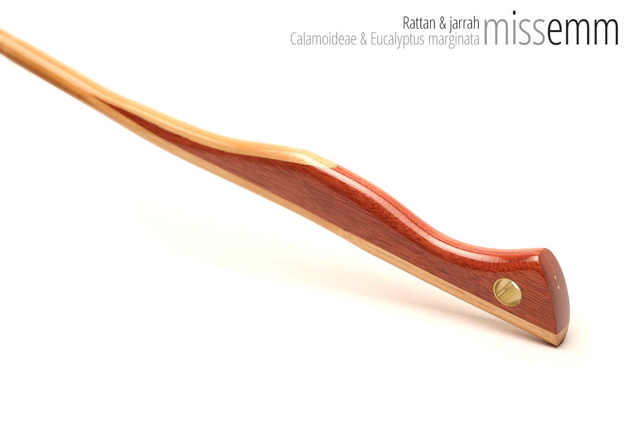 Handmade bdsm toys | Rattan cane | By kink artisan Miss Emm | The cane shaft is rattan cane and the handle has been handcrafted from jarrah with brass details.