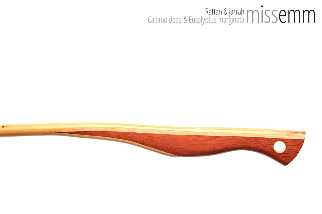 Handmade bdsm toys | Rattan cane | By kink artisan Miss Emm | The cane shaft is rattan cane and the handle has been handcrafted from jarrah with brass details.