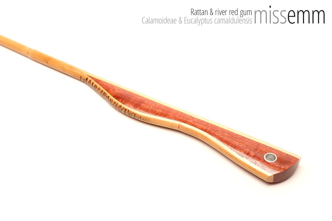 Handmade bdsm toys | Rattan cane | By kink artisan Miss Emm | The cane shaft is rattan cane and the handle has been handcrafted from river red gum with aluminium details.