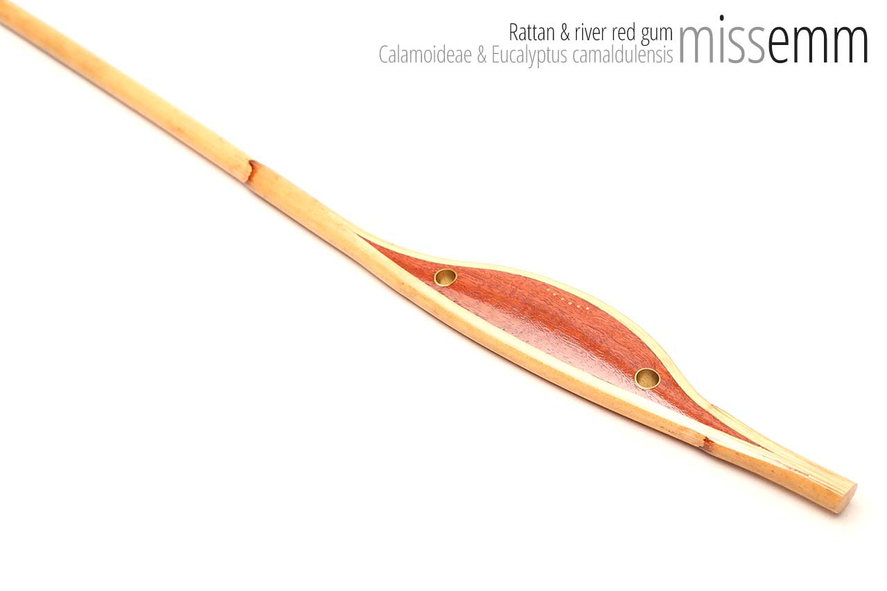 Handmade bdsm toys | Rattan cane | By kink artisan Miss Emm | The cane shaft is rattan cane and the handle has been handcrafted from river red gum with brass details.