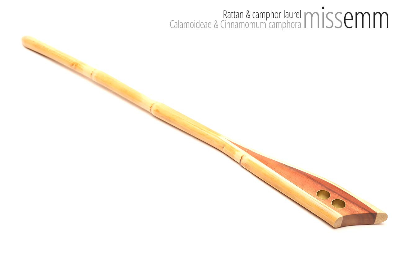 Handmade bdsm toys | Rattan cane | By kink artisan Miss Emm | The cane shaft is rattan cane and the handle has been handcrafted from camphor laurel with brass details.