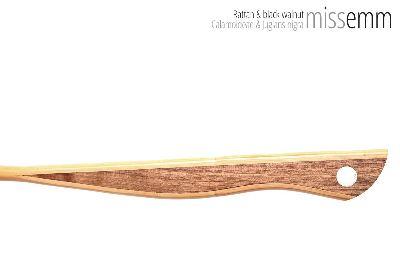 Handmade bdsm toys | Rattan cane | By kink artisan Miss Emm | The cane shaft is rattan cane and the handle has been handcrafted from black walnut with aluminium details.