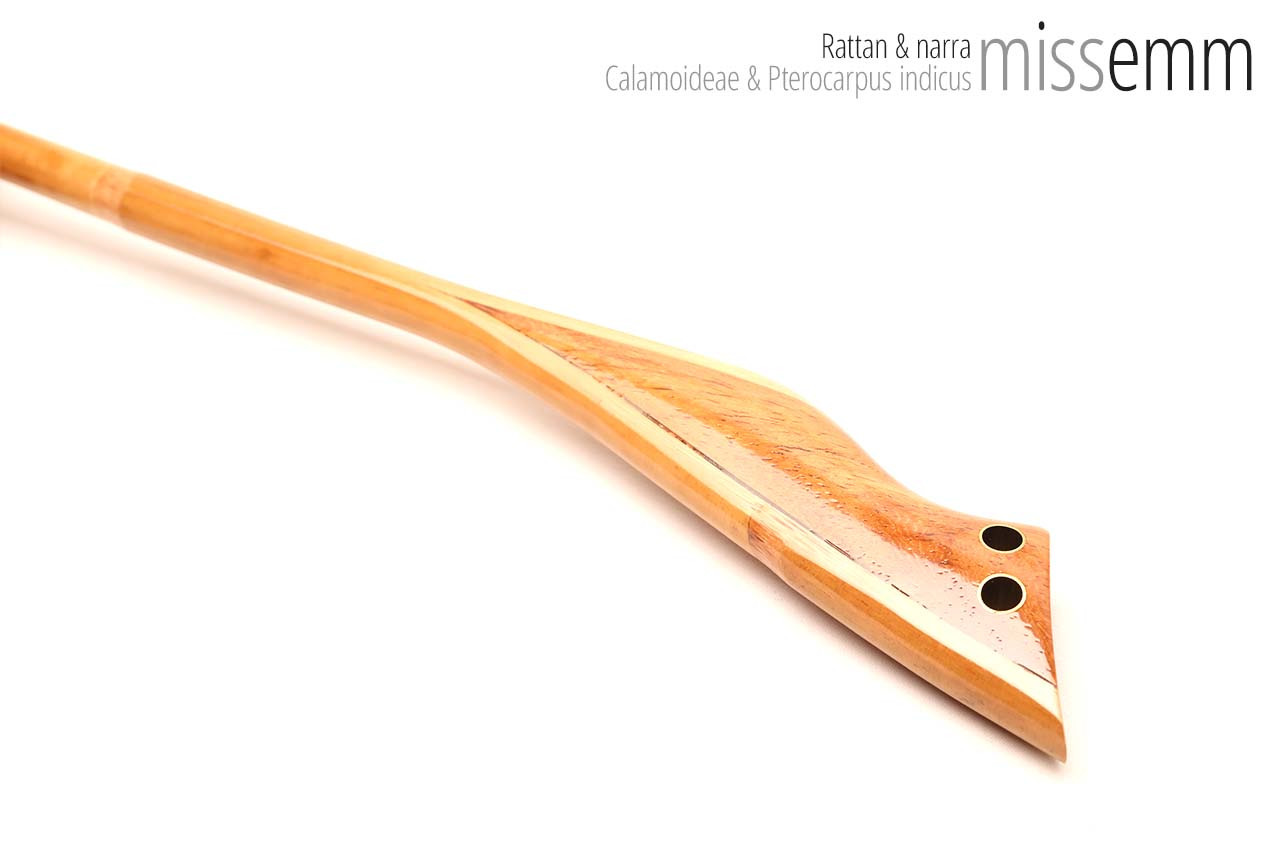 Handmade bdsm toys | Rattan cane | By kink artisan Miss Emm | The cane shaft is rattan cane and the handle has been handcrafted from narra with brass details.