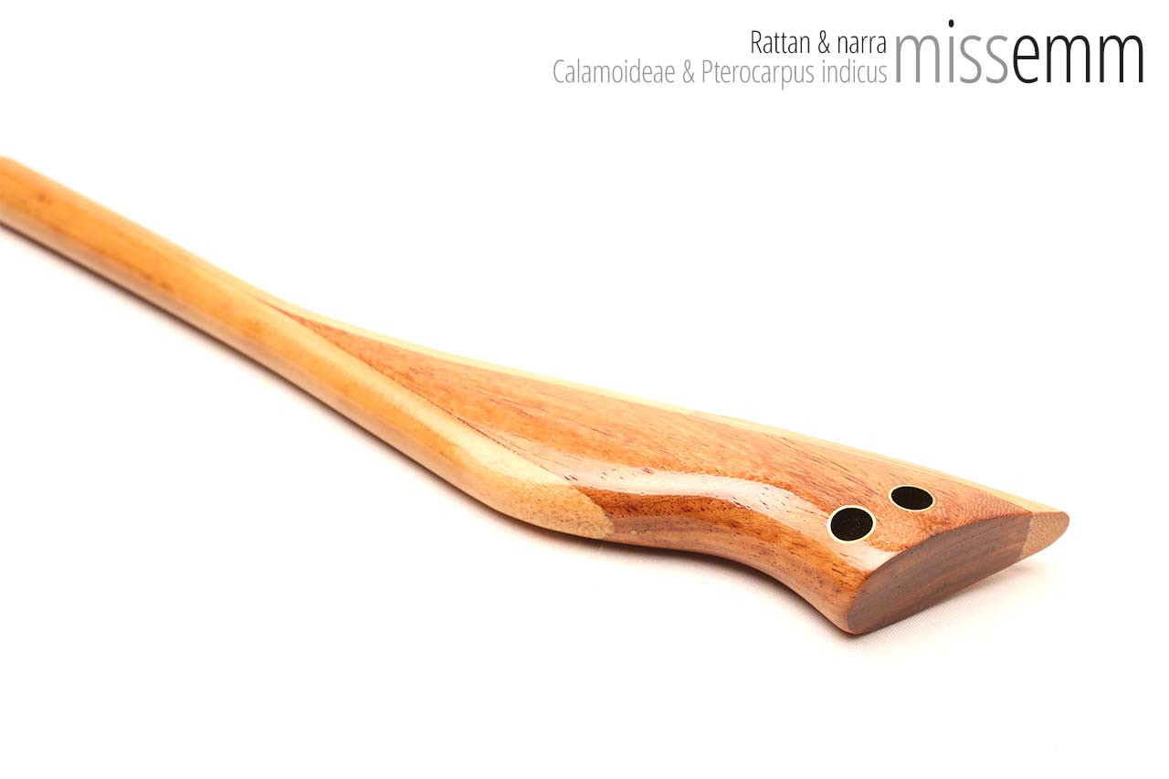 Handmade bdsm toys | Rattan cane | By kink artisan Miss Emm | The cane shaft is rattan cane and the handle has been handcrafted from narra with brass details.