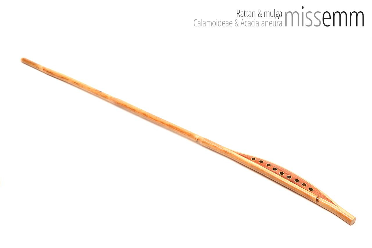 Handmade bdsm toys | Rattan cane | By kink artisan Miss Emm | The cane shaft is rattan cane and the handle has been handcrafted from mulga with brass details.