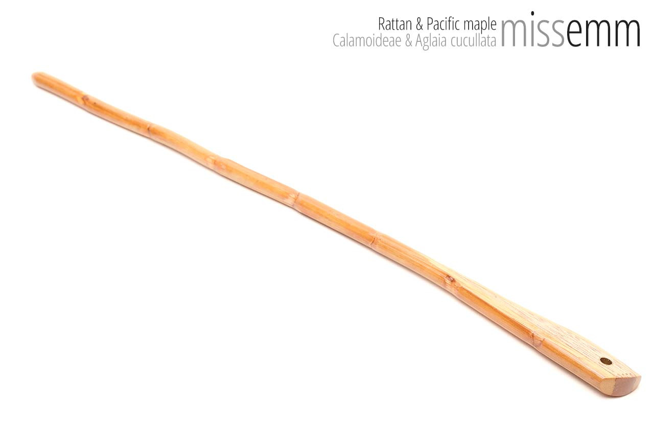 Handmade bdsm toys | Rattan cane | By kink artisan Miss Emm | The cane shaft is rattan cane and the handle has been handcrafted from Pacific maple with brass details.