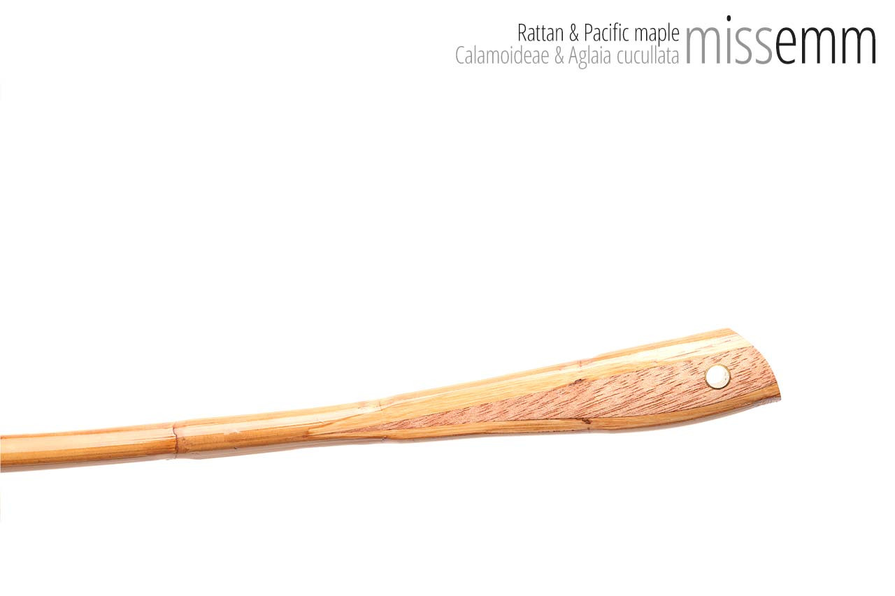 Handmade bdsm toys | Rattan cane | By kink artisan Miss Emm | The cane shaft is rattan cane and the handle has been handcrafted from Pacific maple with brass details.