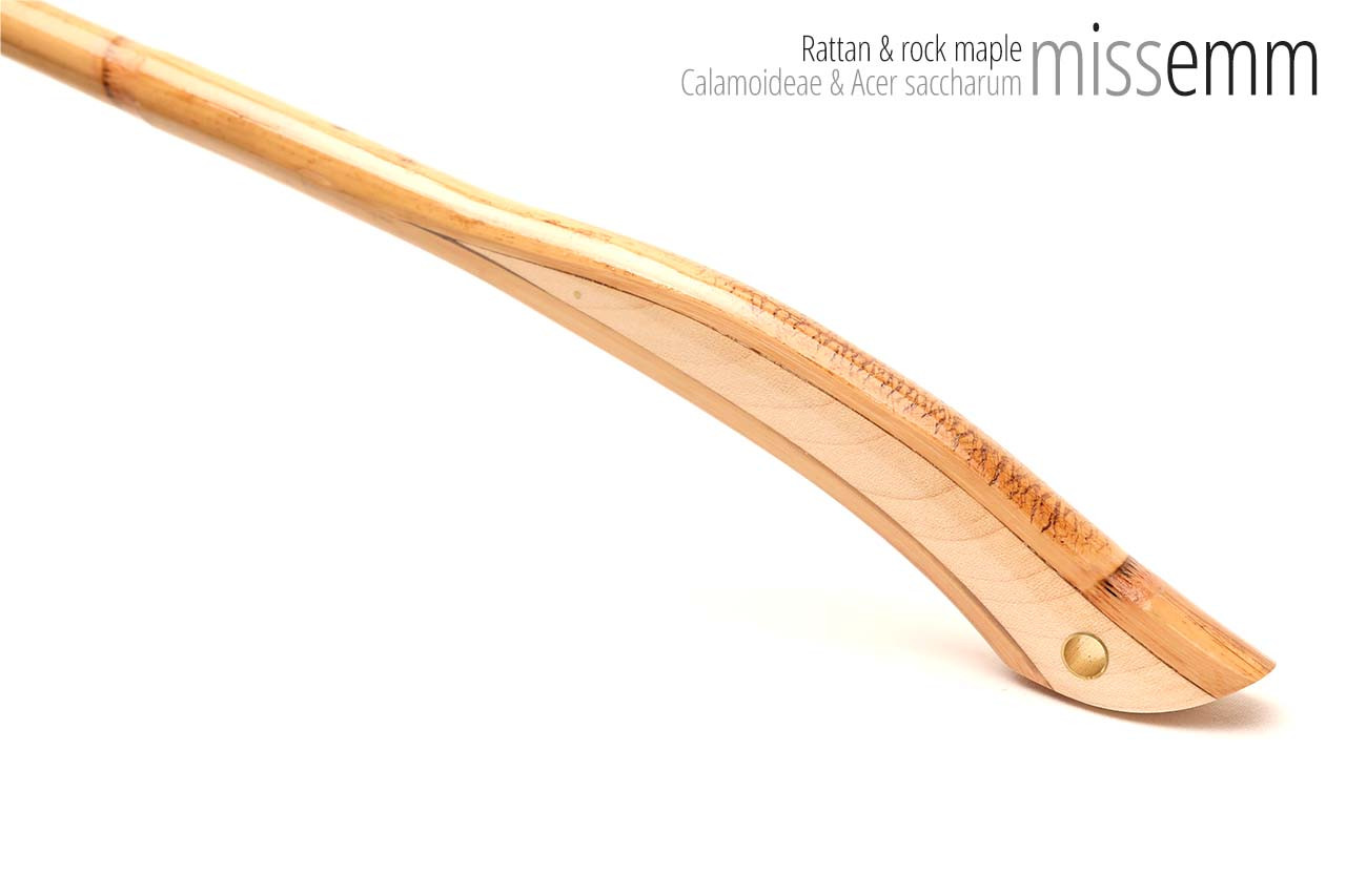Handmade bdsm toys | Rattan cane | By kink artisan Miss Emm | The cane shaft is rattan cane and the handle has been handcrafted from rock maple with brass details.