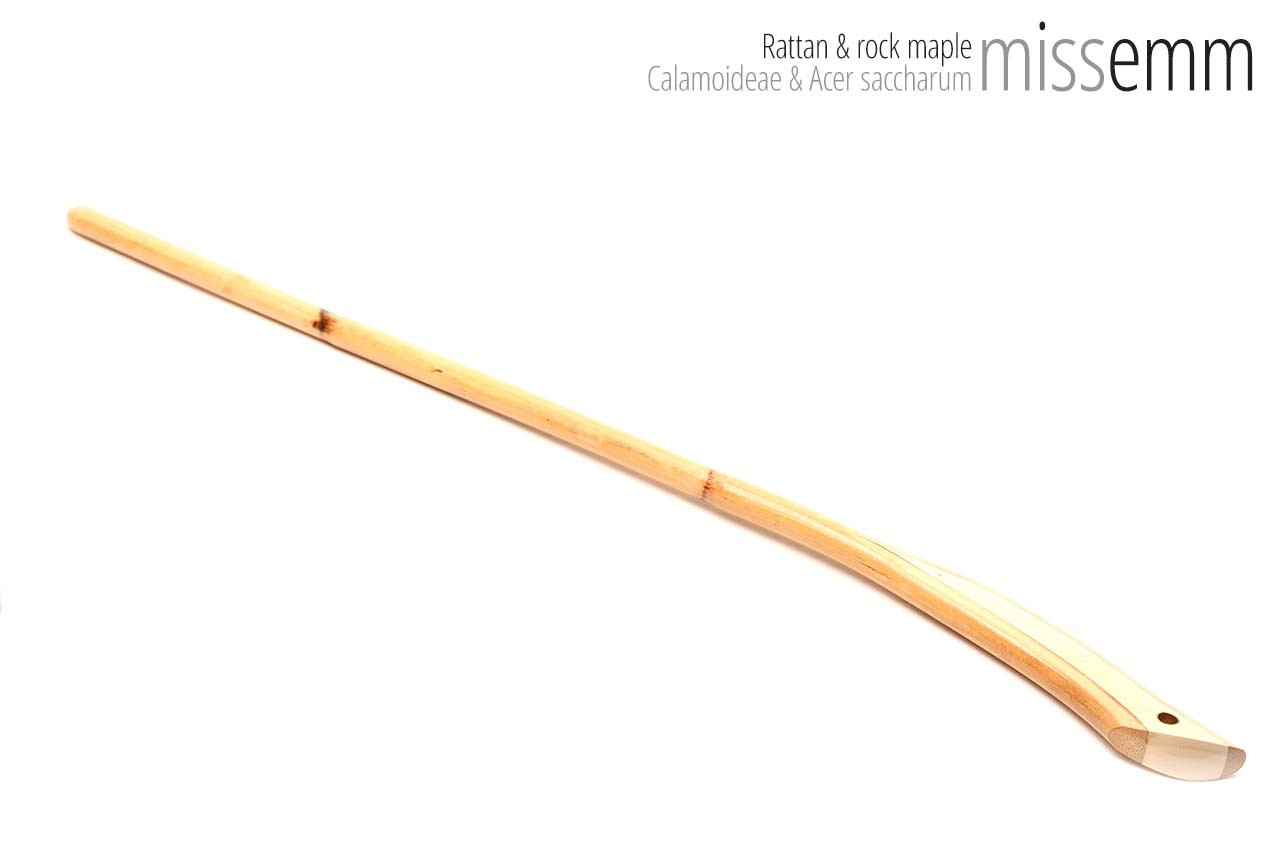 Handmade bdsm toys | Rattan cane | By kink artisan Miss Emm | The cane shaft is rattan cane and the handle has been handcrafted from rock maple with brass details.