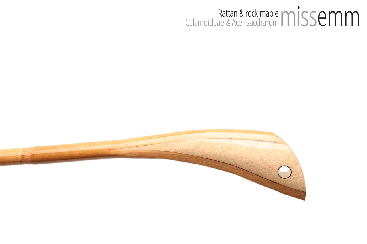 Handmade bdsm toys | Rattan cane | By kink artisan Miss Emm | The cane shaft is rattan cane and the handle has been handcrafted from rock maple with brass details.