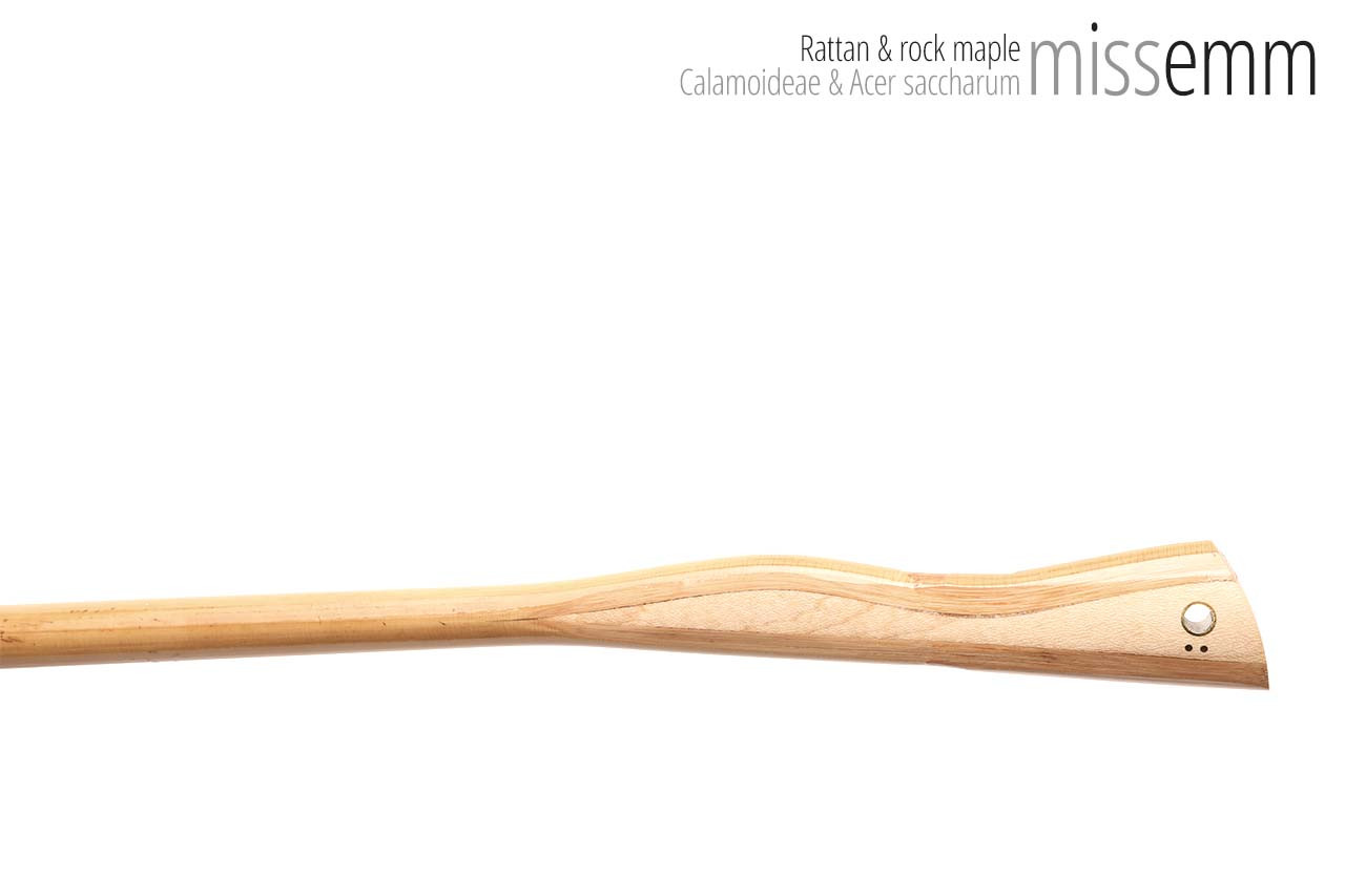 Handmade bdsm toys | Rattan cane | By kink artisan Miss Emm | The cane shaft is rattan cane and the handle has been handcrafted from rock maple with brass details.