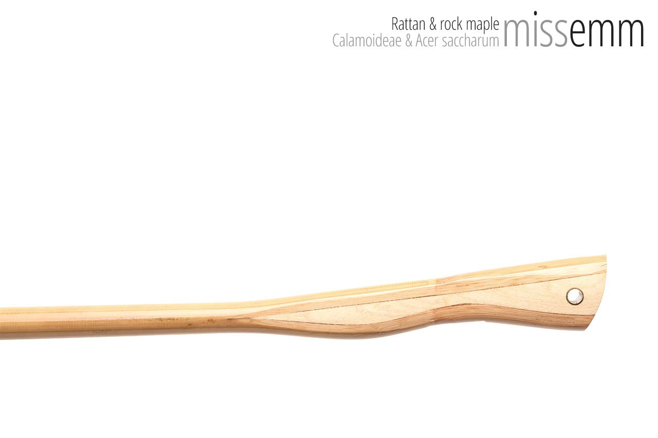 Handmade bdsm toys | Rattan cane | By kink artisan Miss Emm | The cane shaft is rattan cane and the handle has been handcrafted from rock maple with brass details.