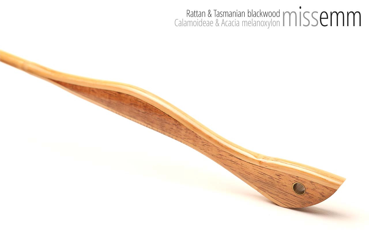 Handmade bdsm toys | Rattan cane | By kink artisan Miss Emm | The cane shaft is rattan cane and the handle has been handcrafted from Tasmanian blackwood with brass details.