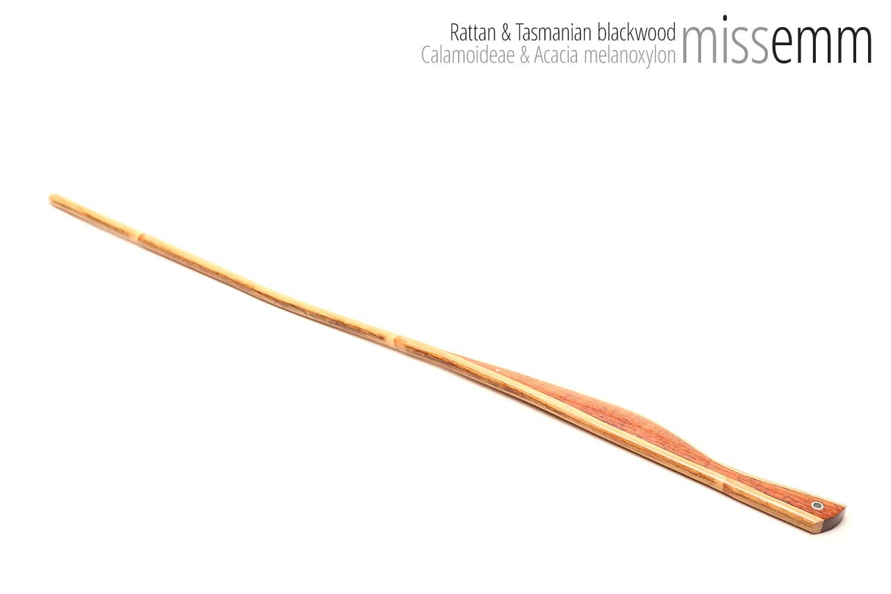 Handmade bdsm toys | Rattan cane | By kink artisan Miss Emm | The cane shaft is rattan cane and the handle has been handcrafted from Tasmanian blackwood with aluminium details.