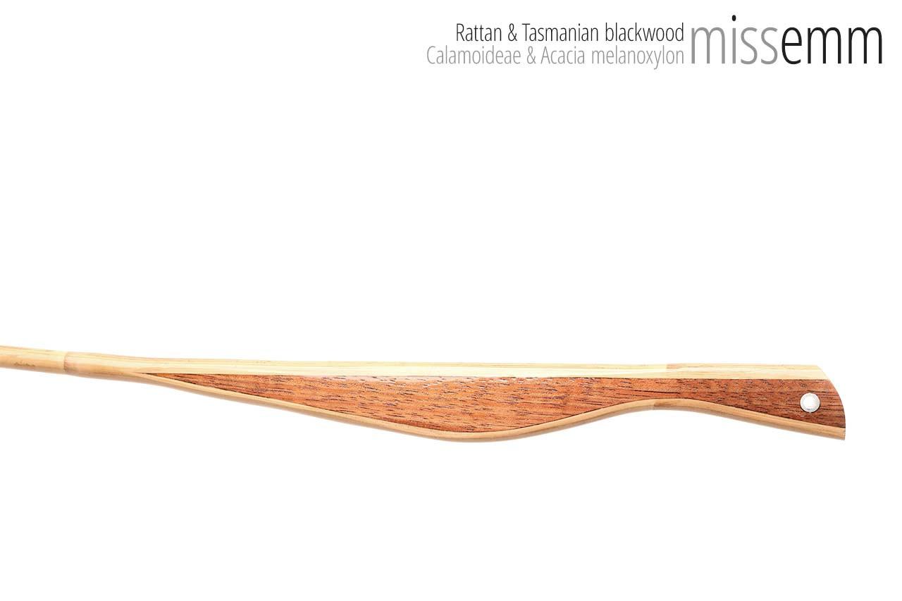 Handmade bdsm toys | Rattan cane | By kink artisan Miss Emm | The cane shaft is rattan cane and the handle has been handcrafted from Tasmanian blackwood with aluminium details.