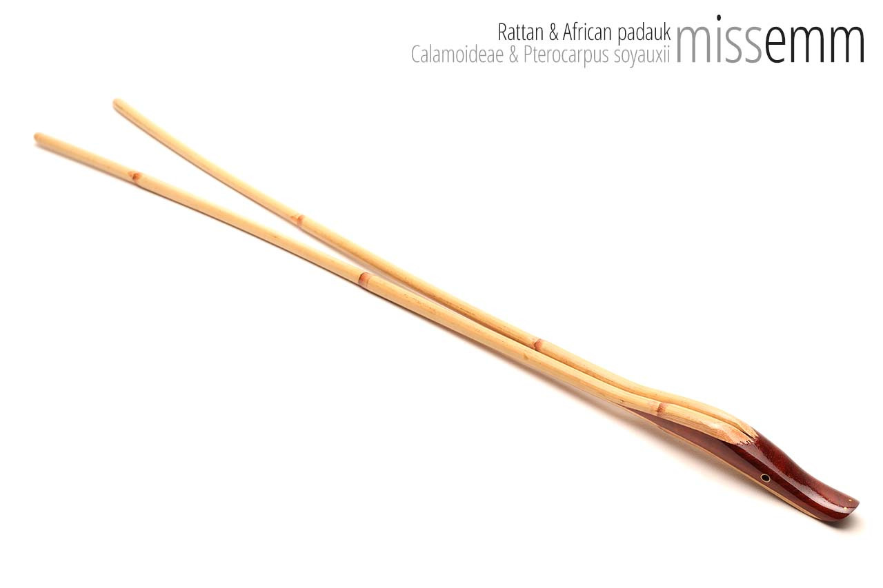 Unique fetish toys | Rattan multi-shaft cane | By kink artisan Miss Emm | The shafts are made from rattan cane and the handle has been handcrafted from African padauk with brass details.