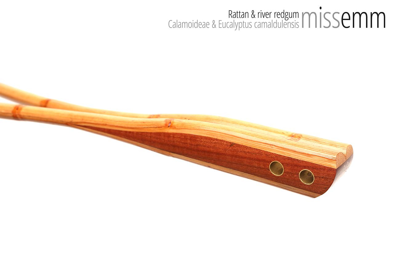Unique bdsm gear | Loop cane | Rattan & river red gum | Created by Miss Emm | Close up image of the handle (left and top face)