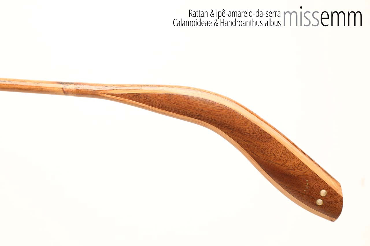 Handmade bdsm toys | Rattan cane | By kink artisan Miss Emm | The cane shaft is rattan cane and the handle has been handcrafted from ipê-amarelo-da-serra with brass details.