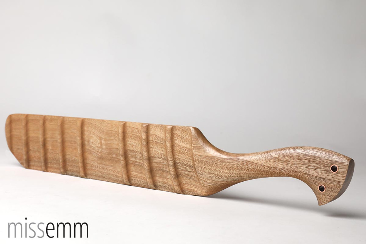 Wood Spanking Paddle with ridges - Camphor Laurel