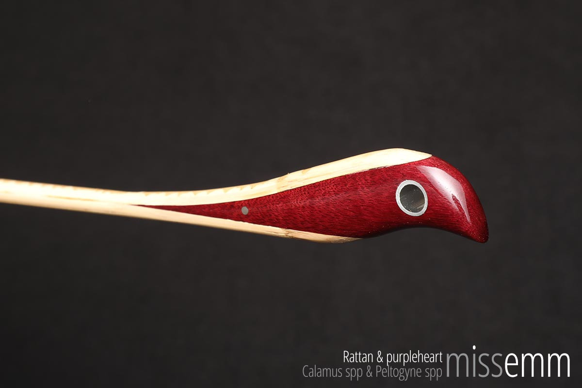 Handcrafted fetish toys | Rattan bdsm spanking cane with purpleheart handle | By Sydney kink artisan Miss Emm.