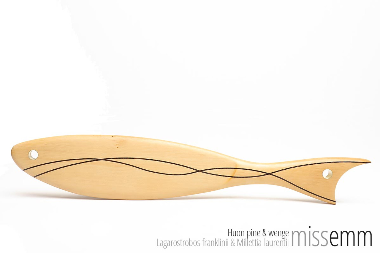 Unique handmade spanking paddle | Huon pine & wenge | By Australian kink artisan Miss Emm | This stunning bdsm spanking paddle is a classic example of Miss Emm's unique and elegant style which has led to her work gracing the dungeons and kinky toyboxes of fetish lovers across the world. 