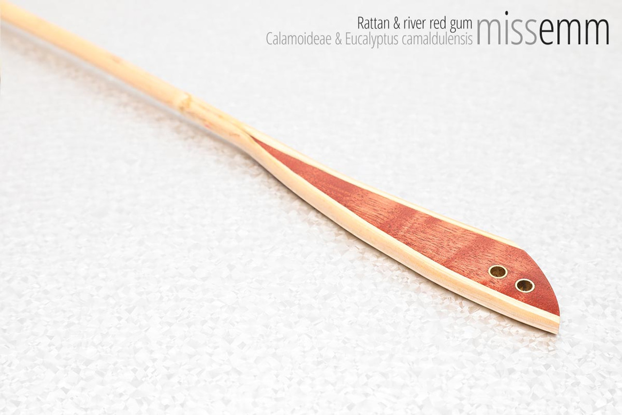 Unique handcrafted bdsm toys | Small spanking cane | By kink artisan Miss Emm | Made from rattan and river red gum with brass details, this whippy little cane is ideal for close quarters caning or over the knee discipline scenes.