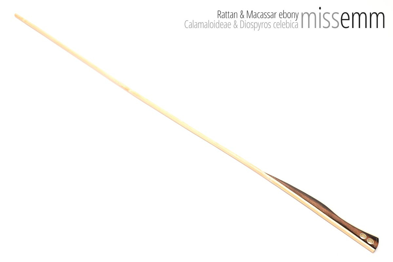 Unique handcrafted bdsm toys | Rattan spanking cane | By kink artisan Miss Emm | Made from rattan and Macassar ebony, this elegant cane handmade cane will really sting with its flexible 6mm shaft. 