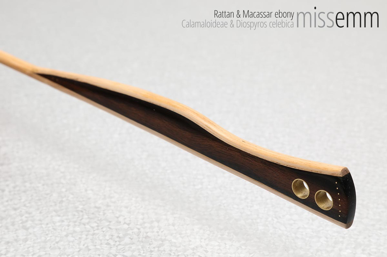 Unique handcrafted bdsm toys | Rattan spanking cane | By kink artisan Miss Emm | Made from rattan and Macassar ebony, this elegant cane handmade cane will really sting with its flexible 6mm shaft. 