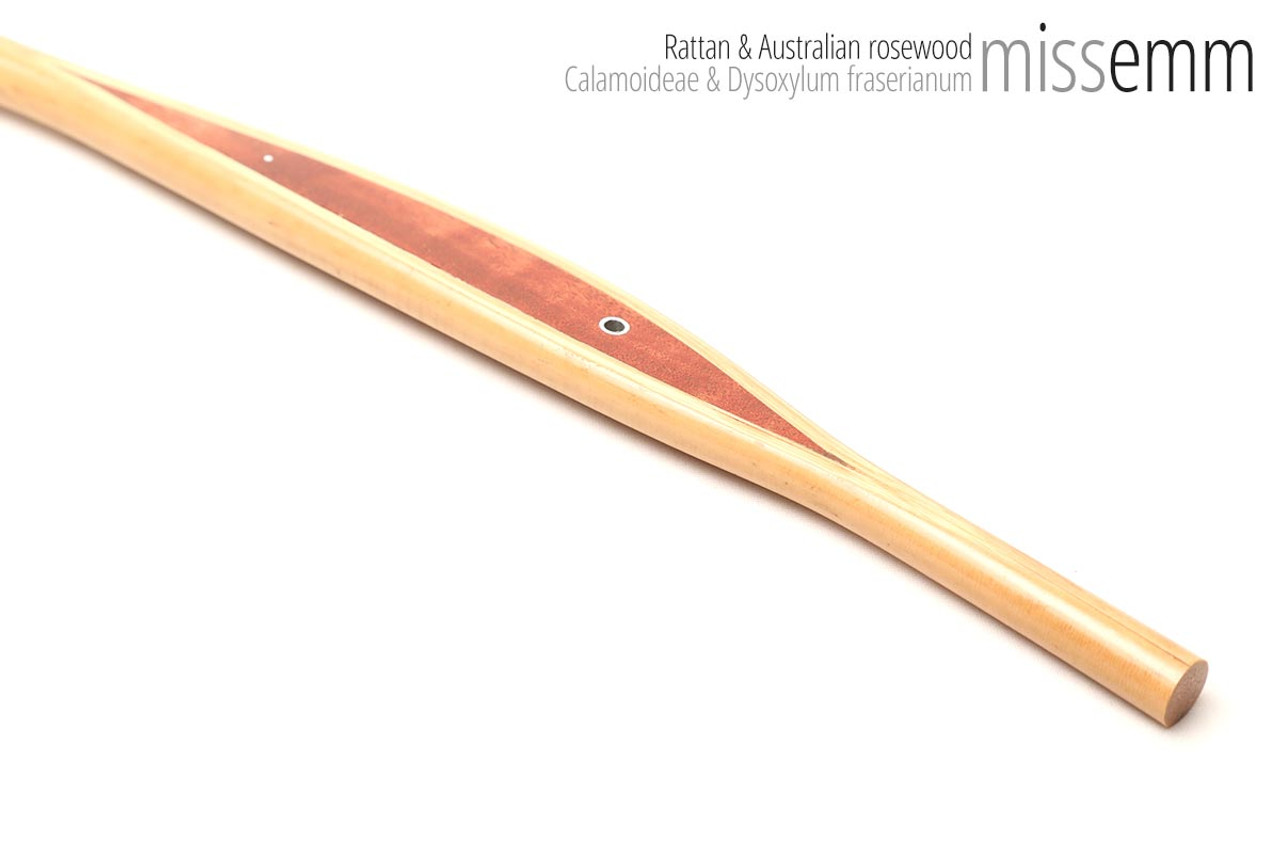 Unique handcrafted bdsm toys | Rattan spanking cane | By kink artisan Miss Emm | The shaft is rattan cane and the handle has been handcrafted from redgum with aluminium details.