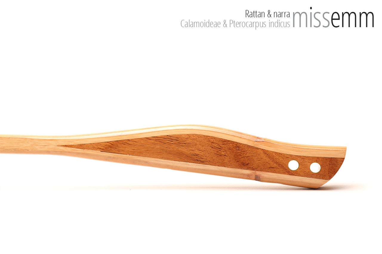 Unique handcrafted bdsm toys | Rattan spanking pane (flat bladed cane) | By kink artisan Miss Emm | The shaft is made from rattan cane and the handle has been handcrafted from narra with brass details.