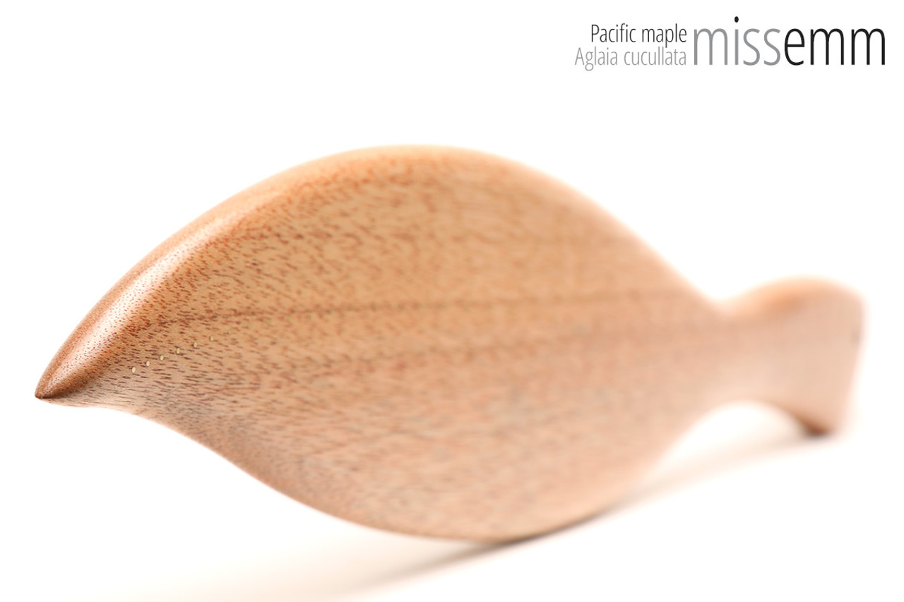 Unique handcrafted bdsm toys | Wooden spanking paddle | By kink artisan Miss Emm | Made from Pacific maple with brass details.