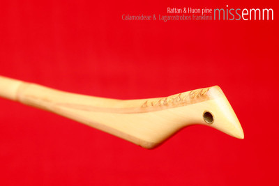 Handmade bdsm toys | Rattan cane | By kink artisan Miss Emm | The cane shaft is rattan cane and the handle has been handcrafted from Huon pine with brass details.