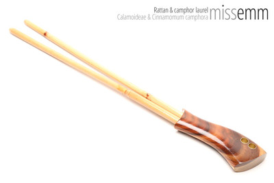 Unique handcrafted bdsm toys | Rattan multi-shaft cane | By kink artisan Miss Emm | The shafts are made from rattan cane and the handle has been handcrafted from Camphor laurel with brass details.