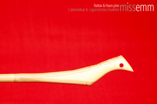 Handmade bdsm toys | Rattan cane | By kink artisan Miss Emm | The cane shaft is rattan cane and the handle has been handcrafted from Huon pine with brass details.