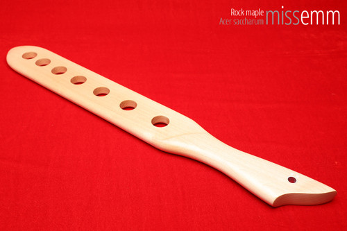 Unique handcrafted spanking toys | Wooden paddle | By kink artisan Miss Emm | Made from rock maple with aluminium details.