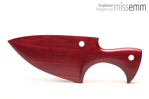 Unique handcrafted spanking toys | Wooden paddle | By kink artisan Miss Emm | Made from purpleheart with aluminium details.