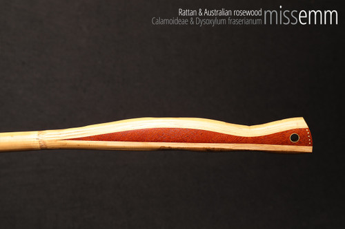 Handmade bdsm toys | Rattan cane | By kink artisan Miss Emm | The cane shaft is rattan cane and the handle has been handcrafted from Australian rosewood with brass details.