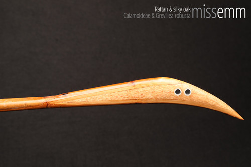 Handmade bdsm toys | Rattan cane | By kink artisan Miss Emm | The cane shaft is rattan cane and the handle has been handcrafted from silky oak with aluminium details.
